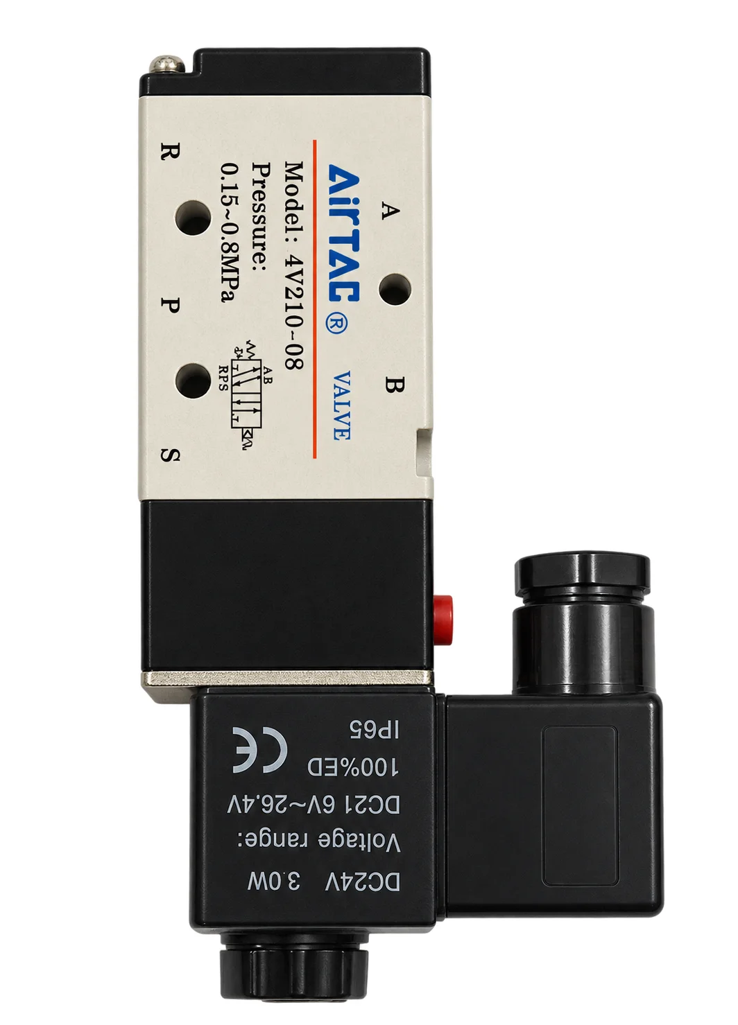 AirTAC 4V210-08B-G 5/2 Way Single Solenoid Valve, 1/4", 24VDC